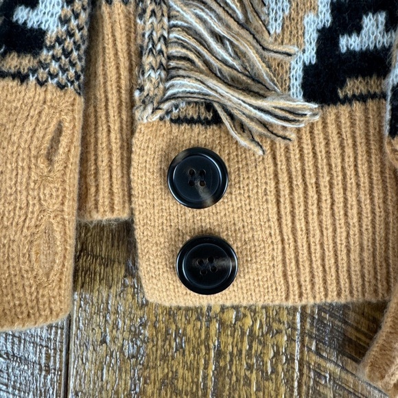 Grace + Karma Fringe Knit Cardigan Sweater Small Aztec Boho Southwest Style - Picture 5 of 10